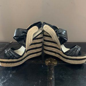 Black & Tan Espadrille Wedges